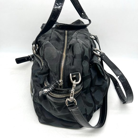 Coach Black Signature Nylon Diaper Bag & Inner Tote Bag A0969 Authentic Large - Picture 5 of 11